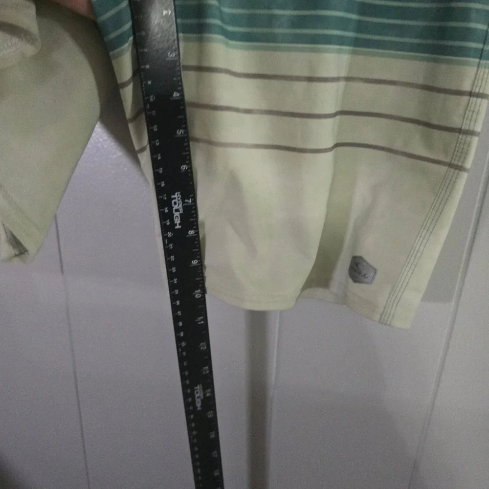 O'Neill Board Shorts Mens 30 Teal Orange Striped Good Stretch Swim‎ Trunks